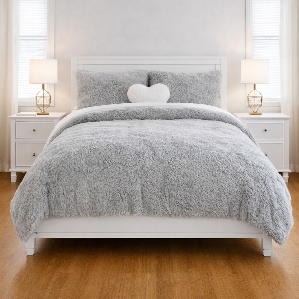 Pottery Barn Teen Super Fluffy Duvet Cover Twin Gray NWT Cozy Plush